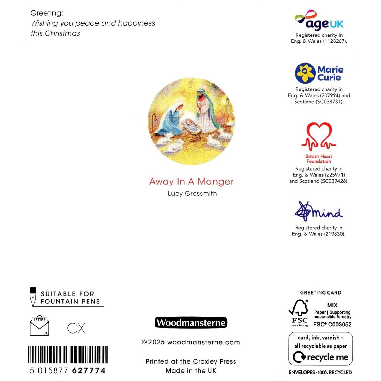 Pack of 5 Charity Christmas Cards Religious Nativity Cards Multiple Charities