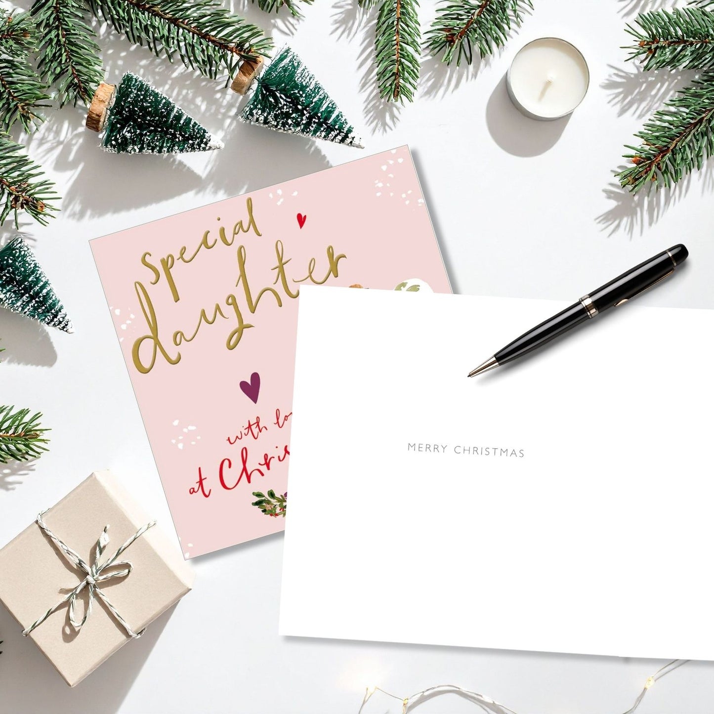 Special Daughter Christmas Card Artistic Gold Foiled Love Heart Xmas Greetings