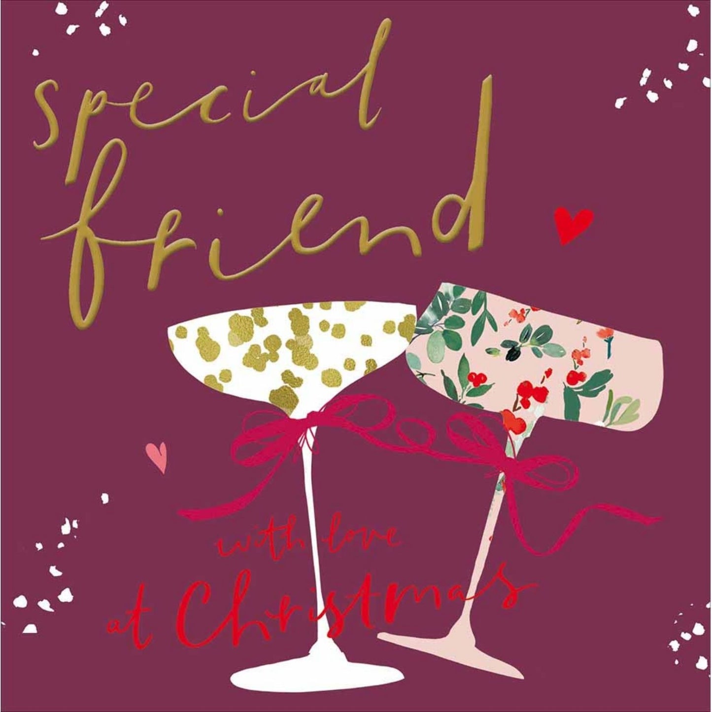 Special Friend Christmas Card Artistic Foiled Cocktail Glasses Xmas Greetings