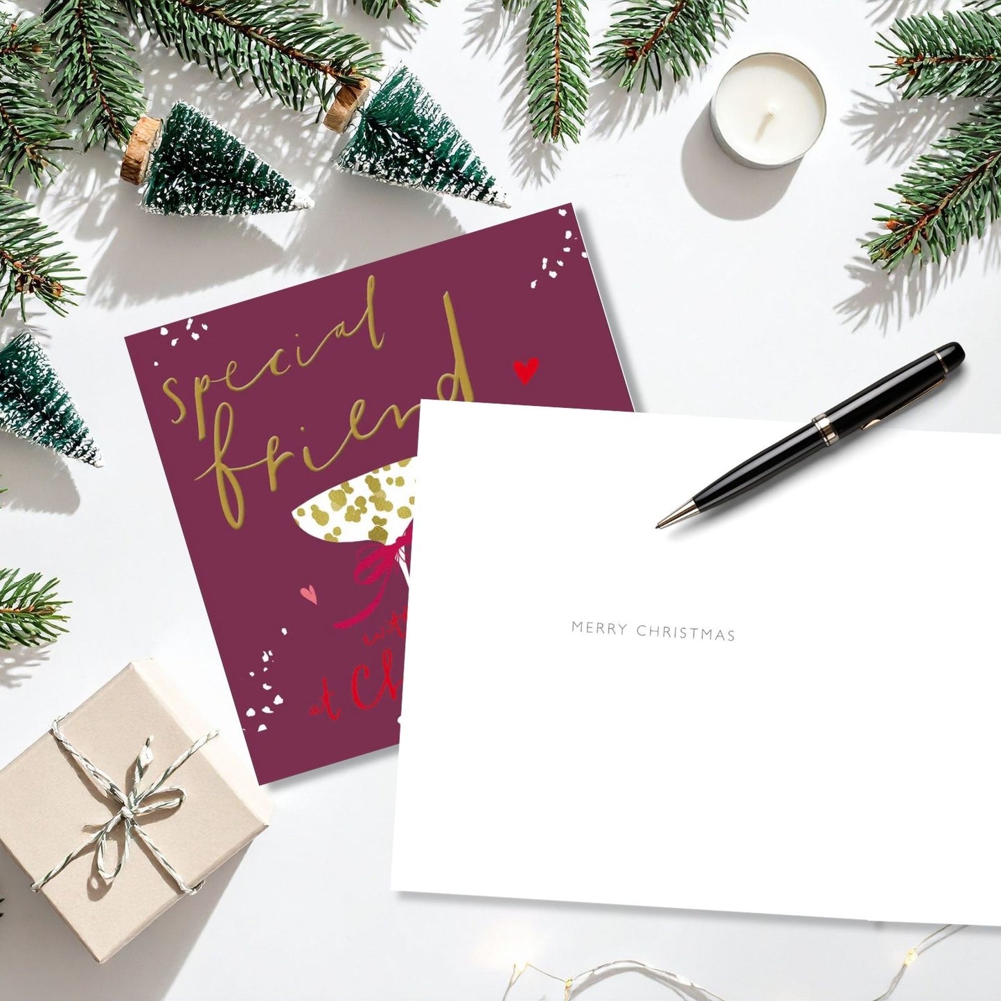 Special Friend Christmas Card Artistic Foiled Cocktail Glasses Xmas Greetings