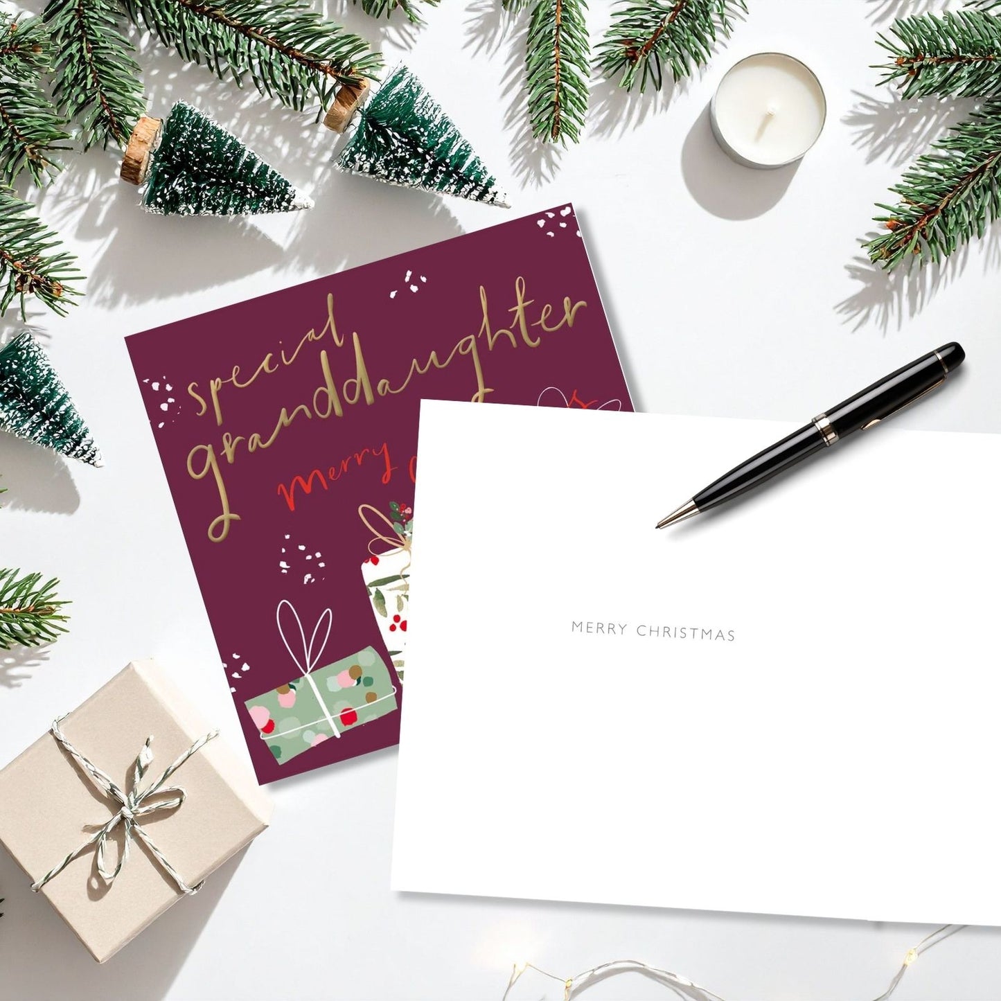Special Granddaughter Christmas Card Gold Foiled Wrapped Presents Xmas Greetings