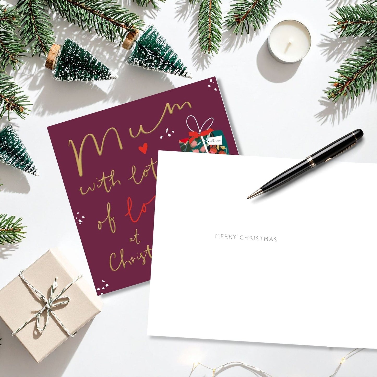 Mum Christmas Card Gold Foiled Wrapped Presents Love At Christmas Xmas Greetings