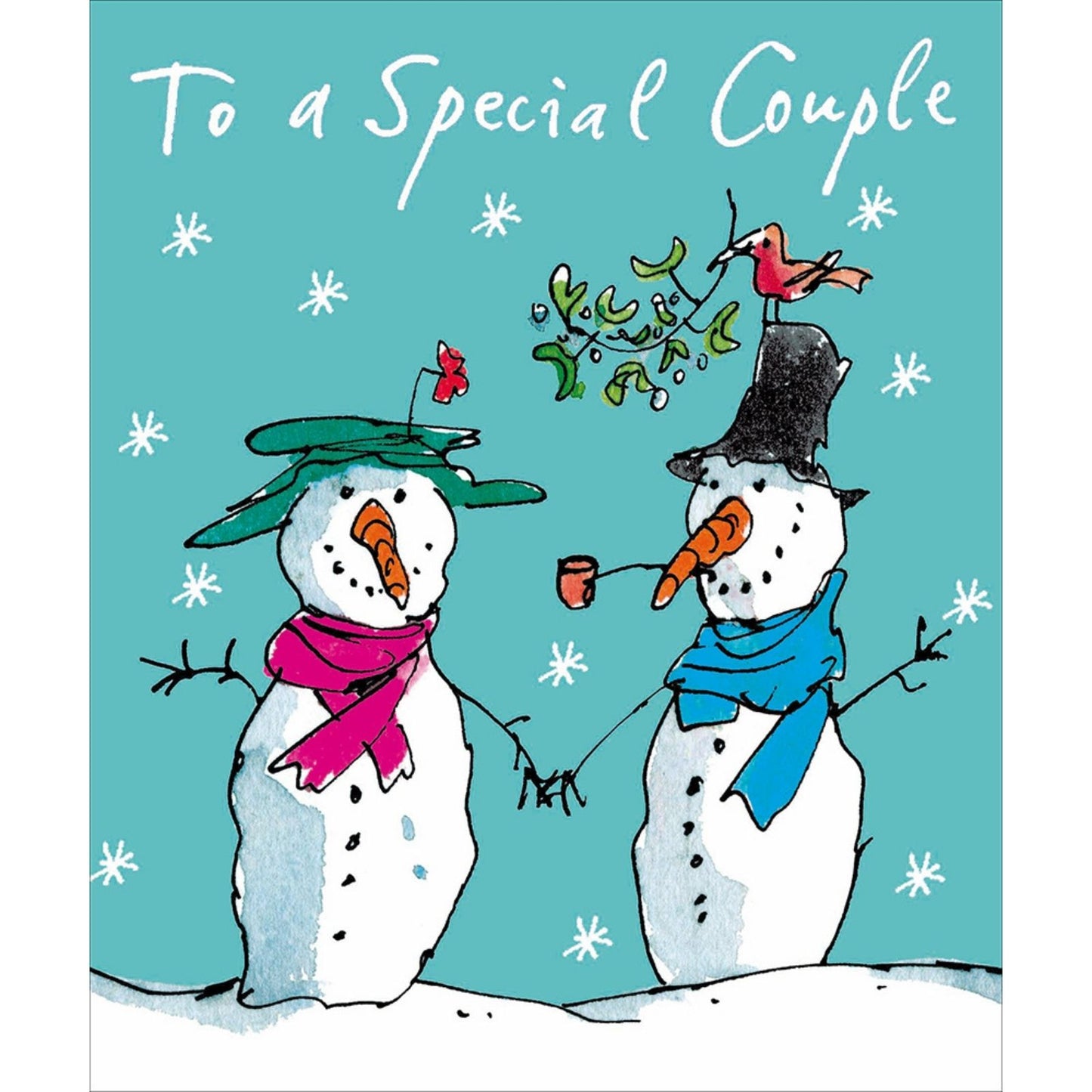 Quentin Blake Special Couple Christmas Card Festive Snowmen Xmas Greetings