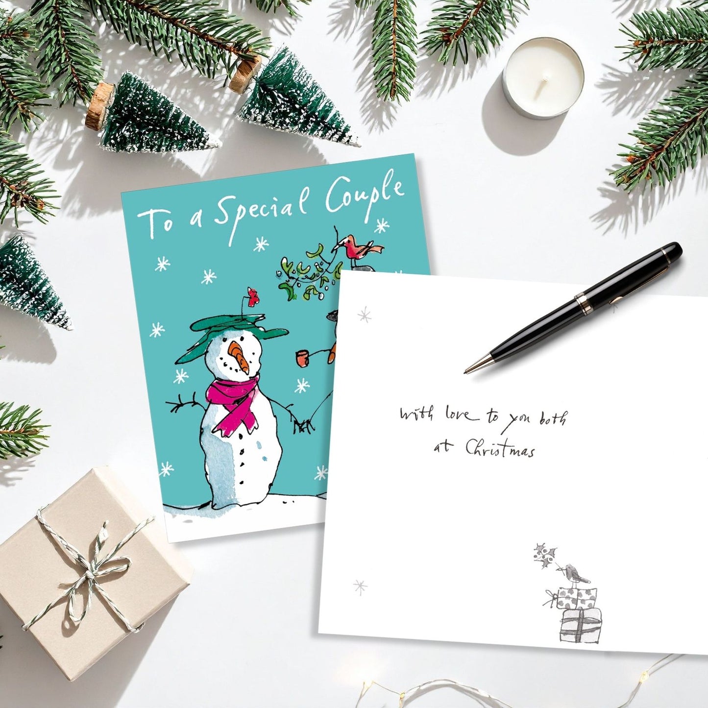 Quentin Blake Special Couple Christmas Card Festive Snowmen Xmas Greetings