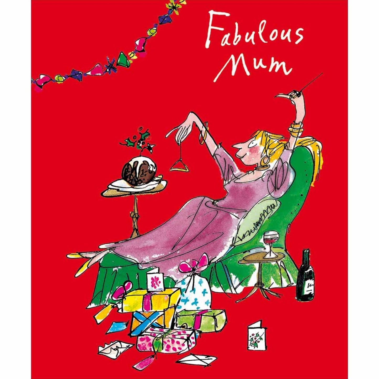Quentin Blake Fabulous Mum Christmas Card Being Festive & Fab Xmas Greetings
