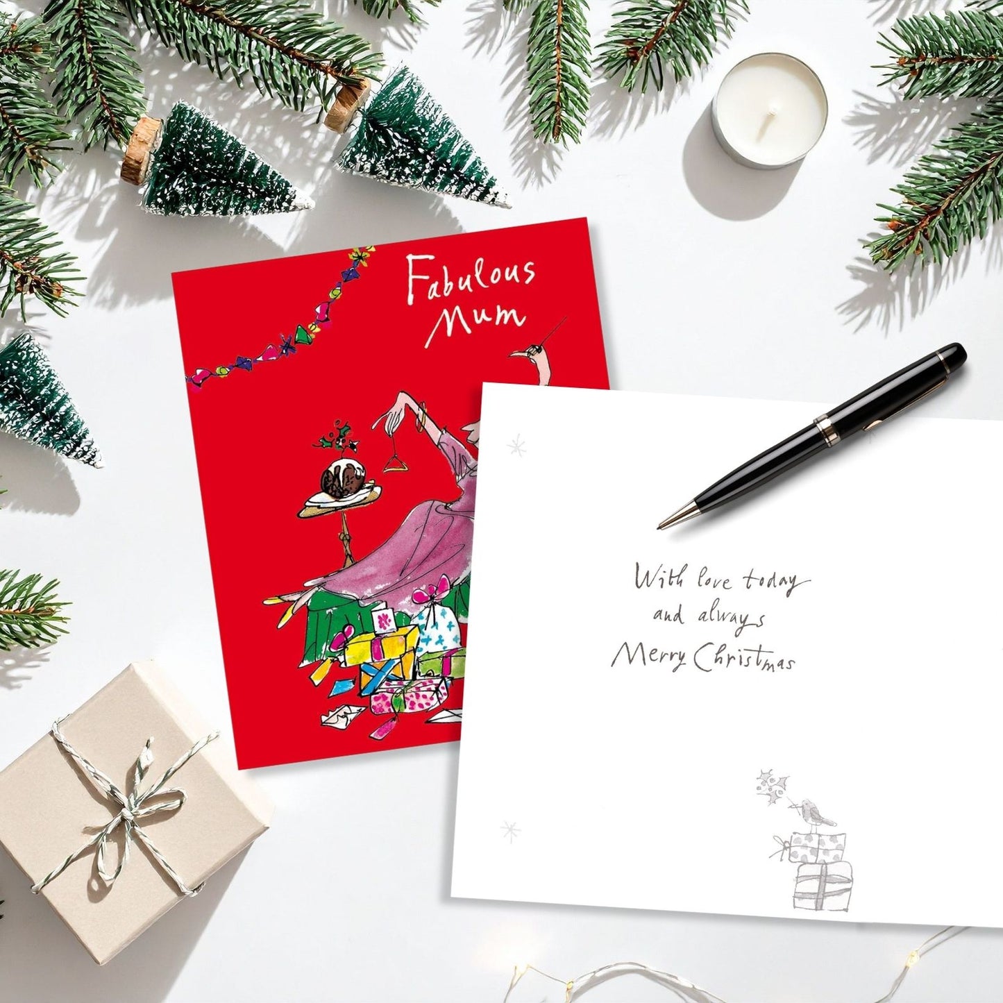 Quentin Blake Fabulous Mum Christmas Card Being Festive & Fab Xmas Greetings