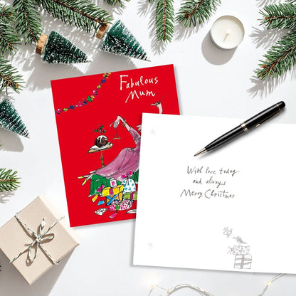 Quentin Blake Fabulous Mum Christmas Card Being Festive & Fab Xmas Greetings