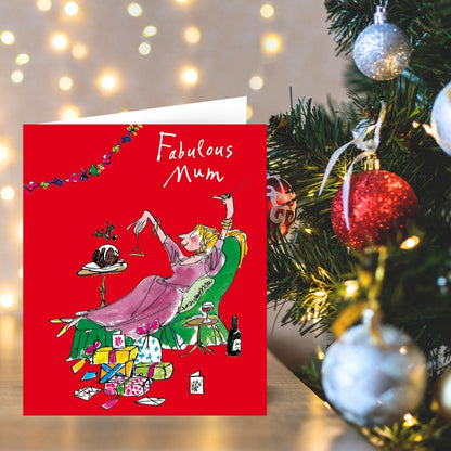 Quentin Blake Fabulous Mum Christmas Card Being Festive & Fab Xmas Greetings