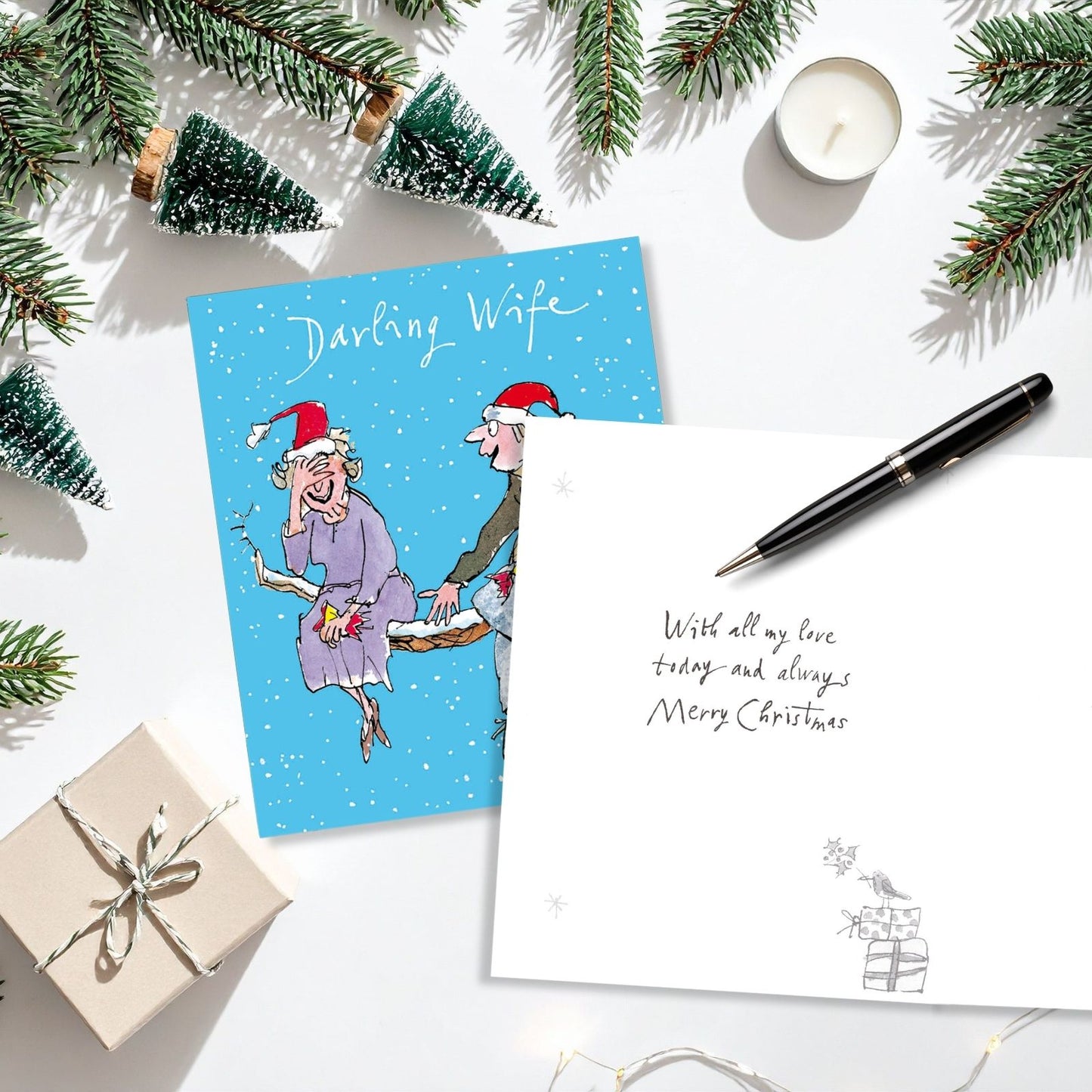 Quentin Blake Darling Wife Christmas Card Christmas Cracker Xmas Greetings