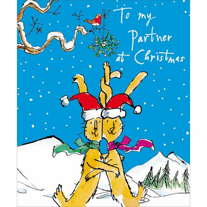 Quentin Blake To My Partner Christmas Card Fun Bunny Love Xmas Greetings