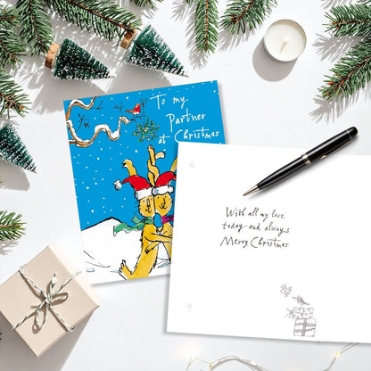 Quentin Blake To My Partner Christmas Card Fun Bunny Love Xmas Greetings