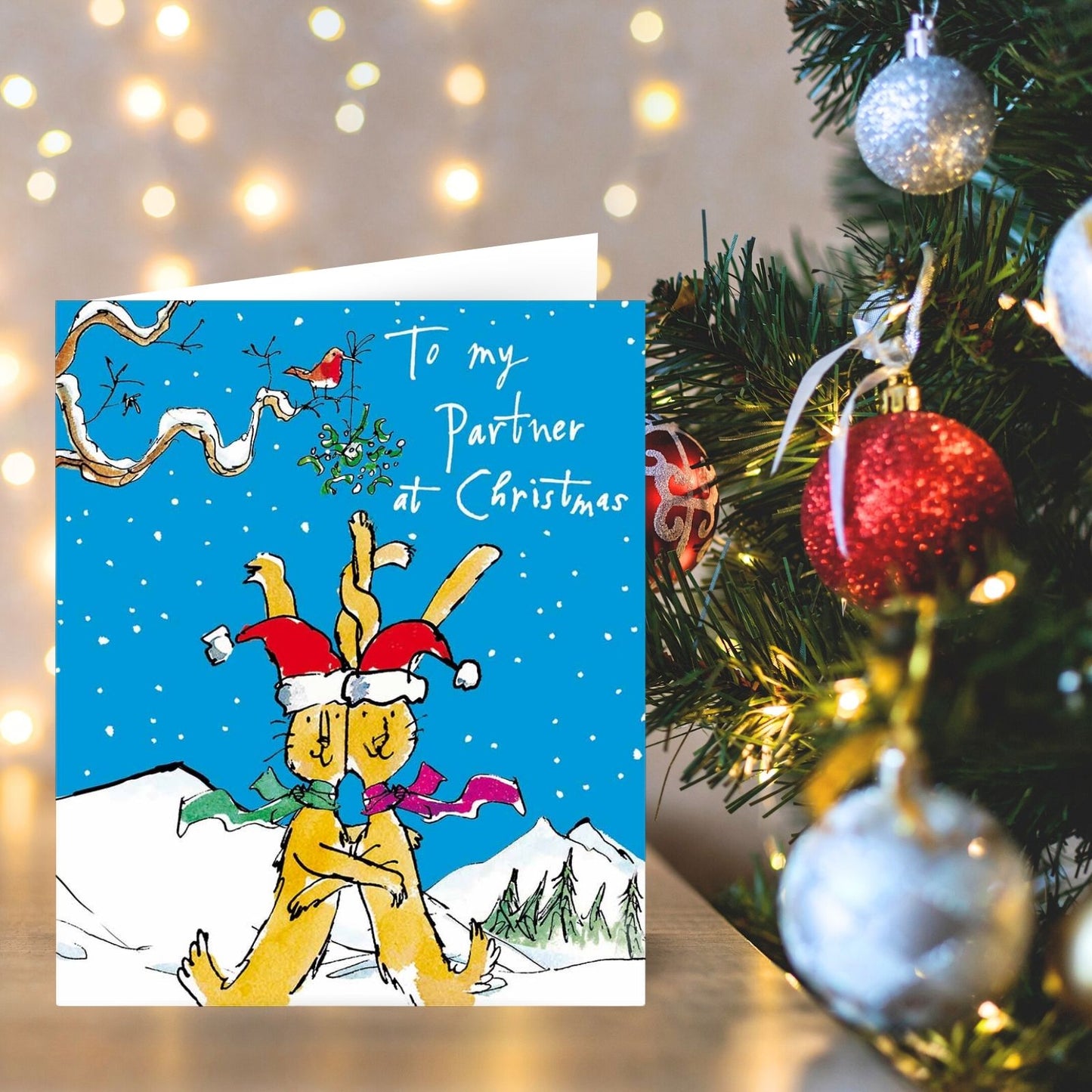 Quentin Blake To My Partner Christmas Card Fun Bunny Love Xmas Greetings
