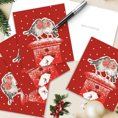 Pack of 5 Charity Christmas Cards Robins Love Birds Cards Multiple Charities