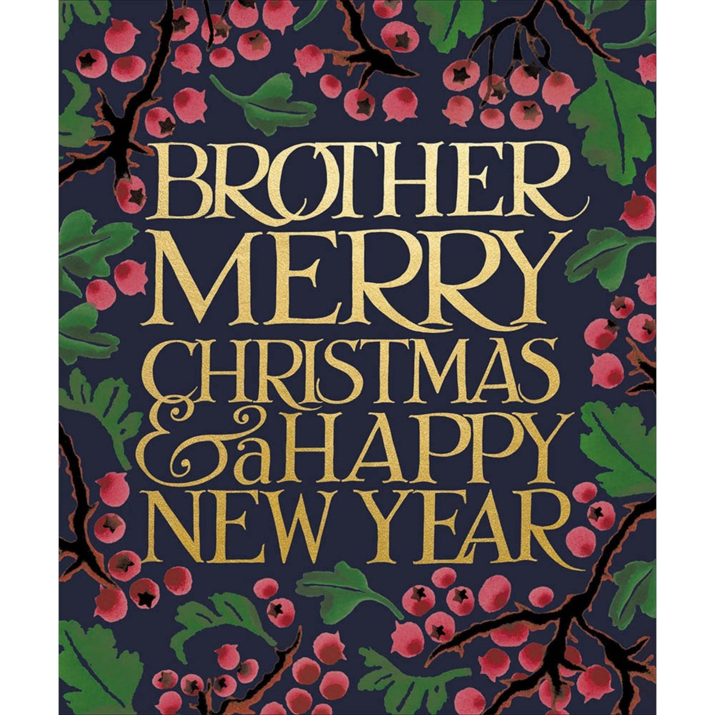 Emma Bridgewater Brother Christmas Card Gold Foiled Floral Berry Xmas Greetings