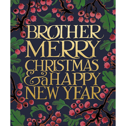 Emma Bridgewater Brother Christmas Card Gold Foiled Floral Berry Xmas Greetings