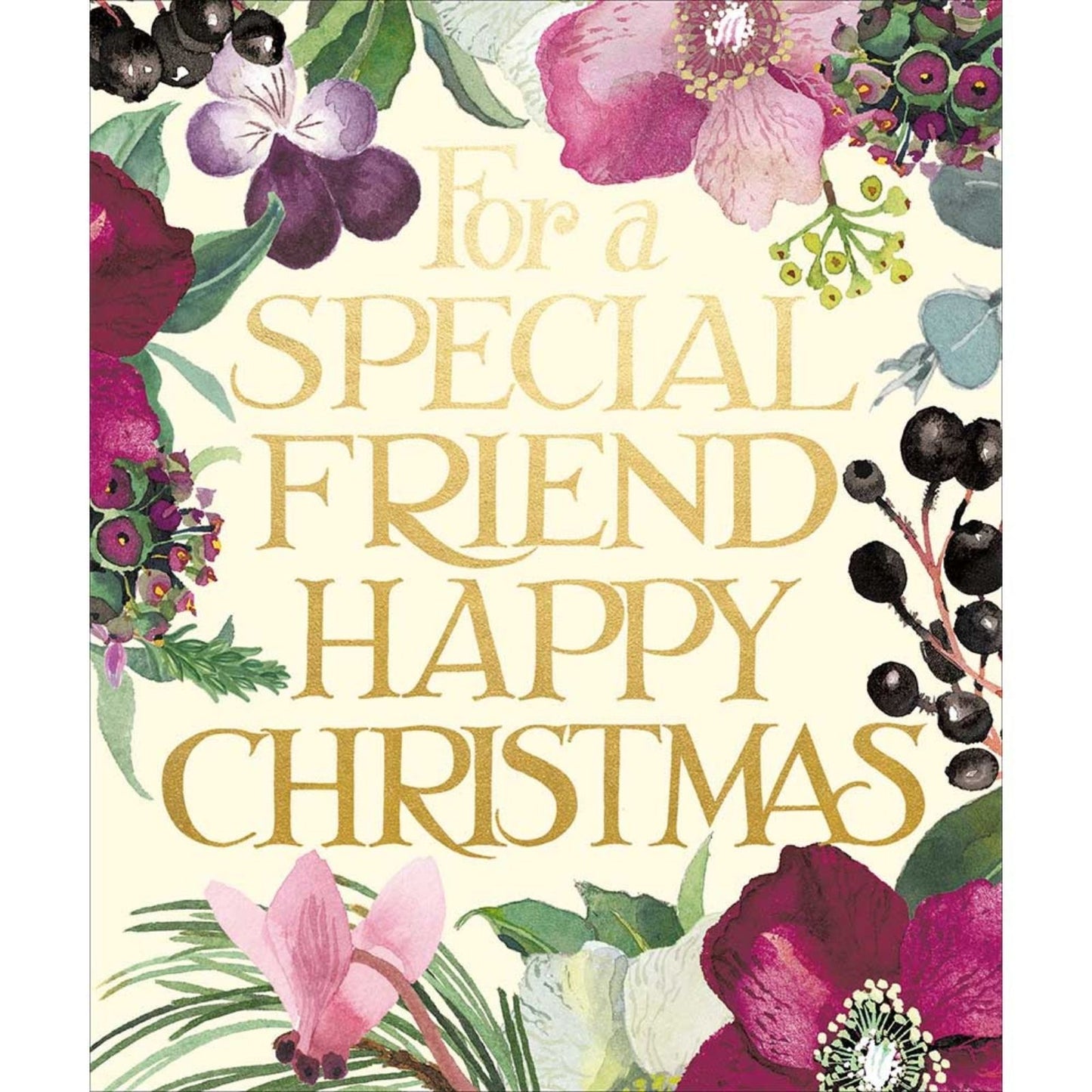 Emma Bridgewater Special Friend Christmas Card Gold Foiled Floral Xmas Greetings