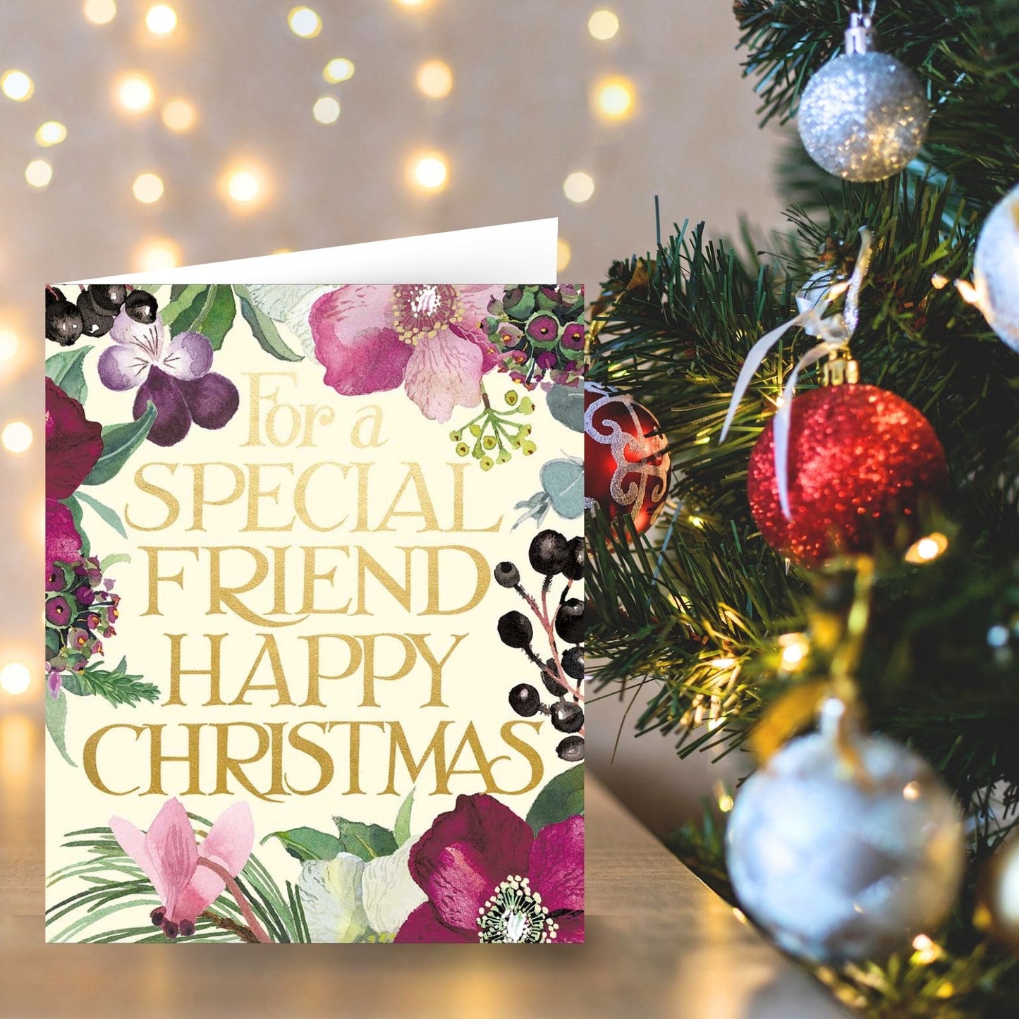 Emma Bridgewater Special Friend Christmas Card Gold Foiled Floral Xmas Greetings