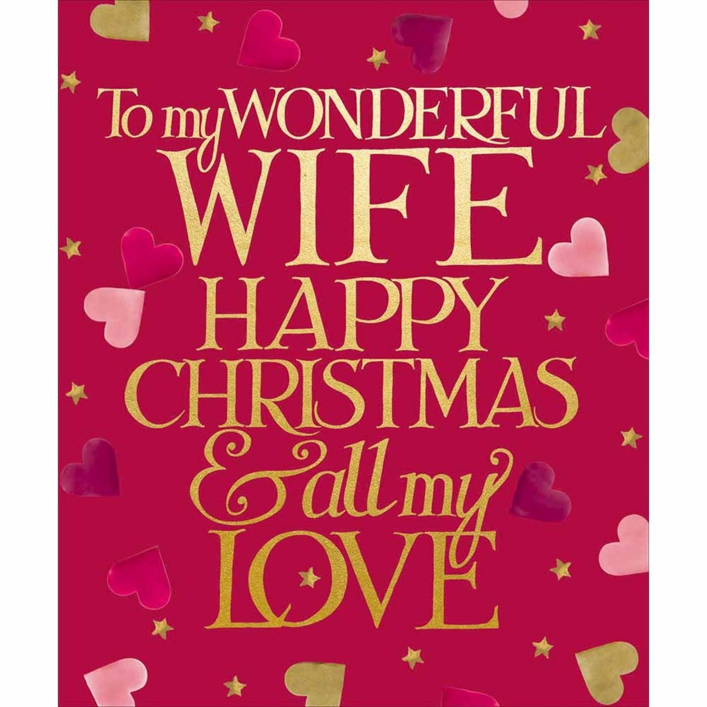 Emma Bridgewater Wonderful Wife Christmas Card Foiled Love Hearts Xmas Greetings