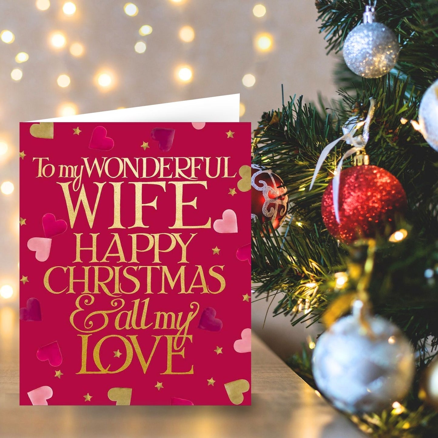 Emma Bridgewater Wonderful Wife Christmas Card Foiled Love Hearts Xmas Greetings
