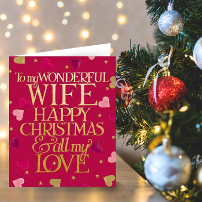 Emma Bridgewater Wonderful Wife Christmas Card Foiled Love Hearts Xmas Greetings