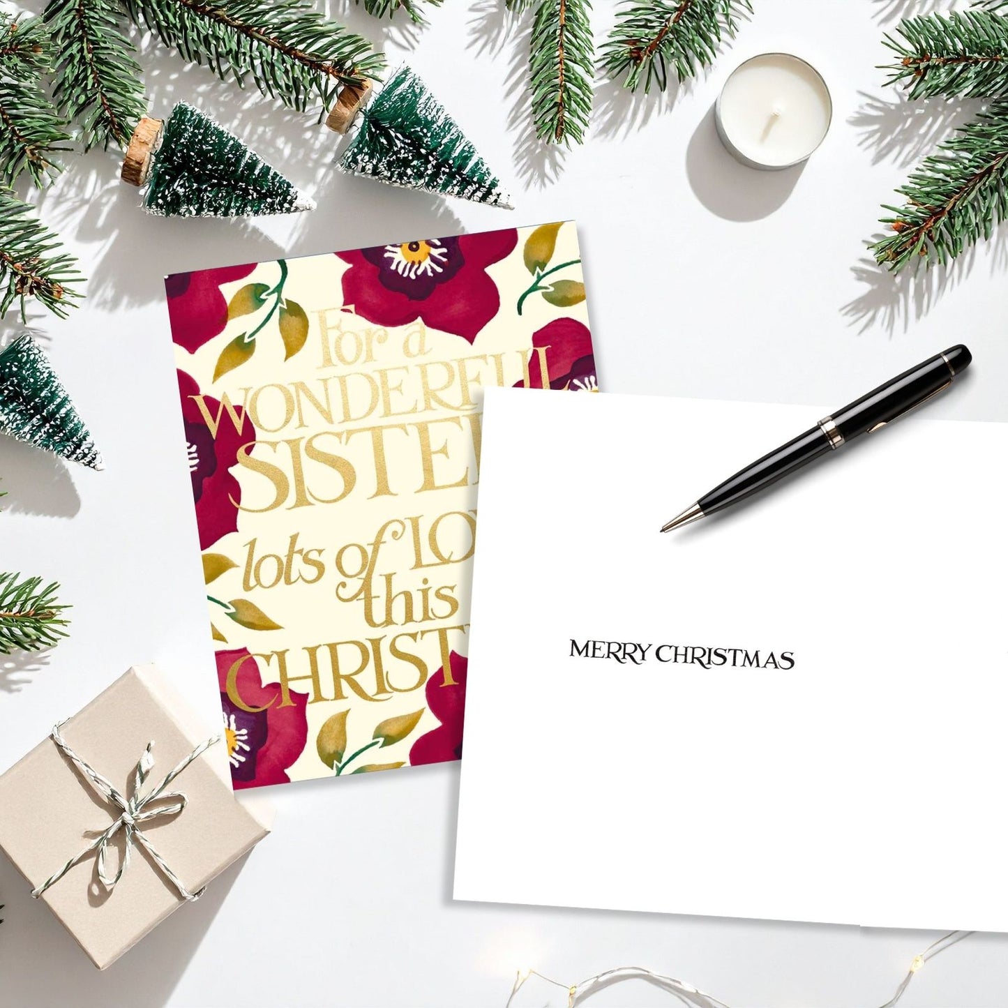 Emma Bridgewater Wonderful Sister Christmas Card Foiled Poinsettia Xmas Greetings