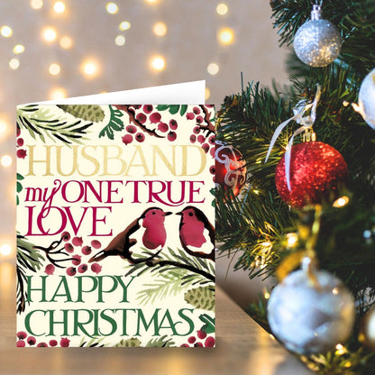 Emma Bridgewater Husband Christmas Card One True Love Robins Xmas Greetings