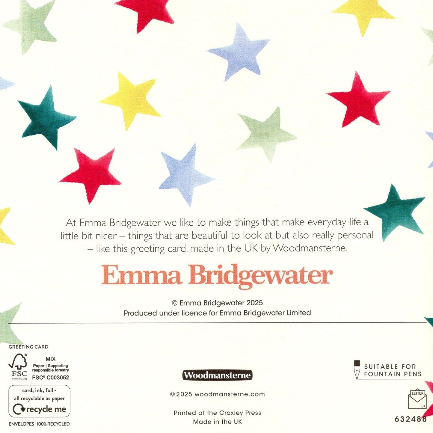 Box of 8 Emma Bridgewater Christmas Cards Shining Stars Happy Christmas Cards