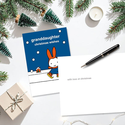 Miffy Granddaughter Christmas Card Cute Bunny Christmas Skating Xmas Greetings