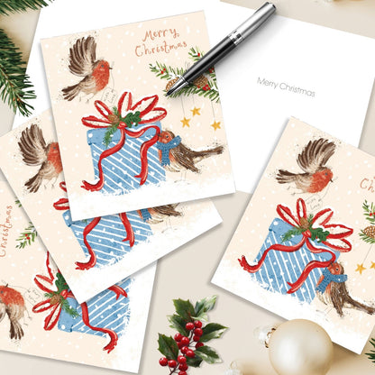 Pack of 5 Charity Christmas Cards Festive Robins Cards The Greenfingers Charity