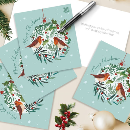 Pack of 5 Charity Christmas Cards Robin Bauble Cards The National Trust Charity