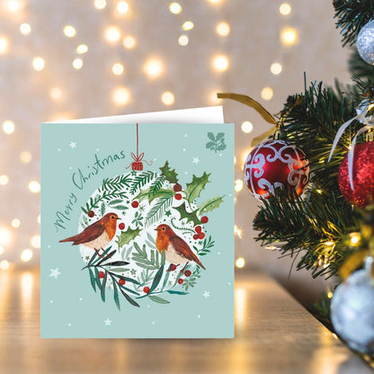 Pack of 5 Charity Christmas Cards Robin Bauble Cards The National Trust Charity