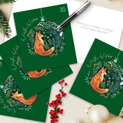 Pack of 5 Charity Christmas Cards Fox Bauble Cards The National Trust Charity