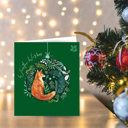 Pack of 5 Charity Christmas Cards Fox Bauble Cards The National Trust Charity
