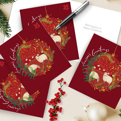 Pack of 5 Charity Christmas Cards Sheep Bauble Cards The National Trust Charity