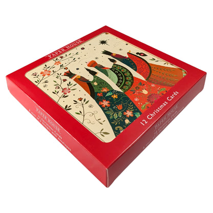 Box of 12 Kings & Angel Luxury Foiled Christmas Cards In 2 Designs