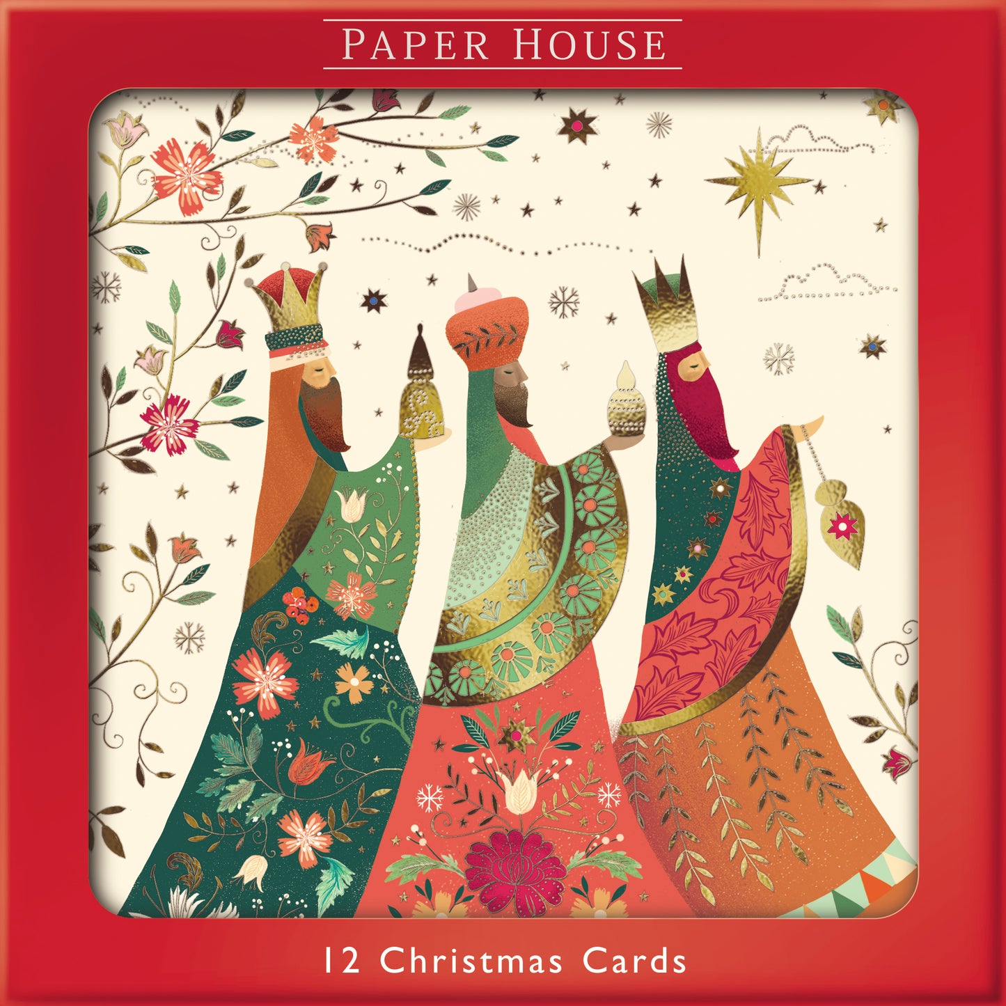 Box of 12 Kings & Angel Luxury Foiled Christmas Cards In 2 Designs