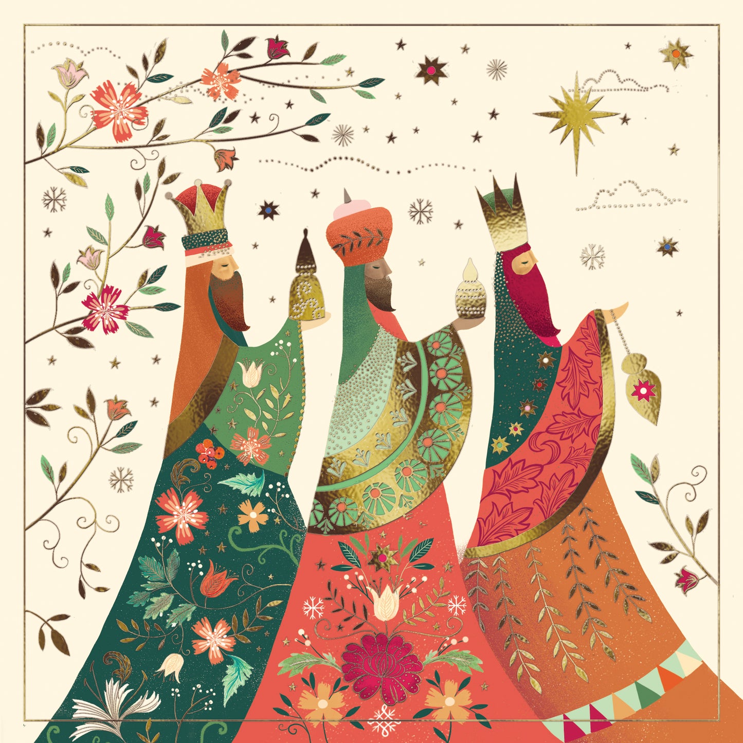 Box of 12 Kings & Angel Luxury Foiled Christmas Cards In 2 Designs