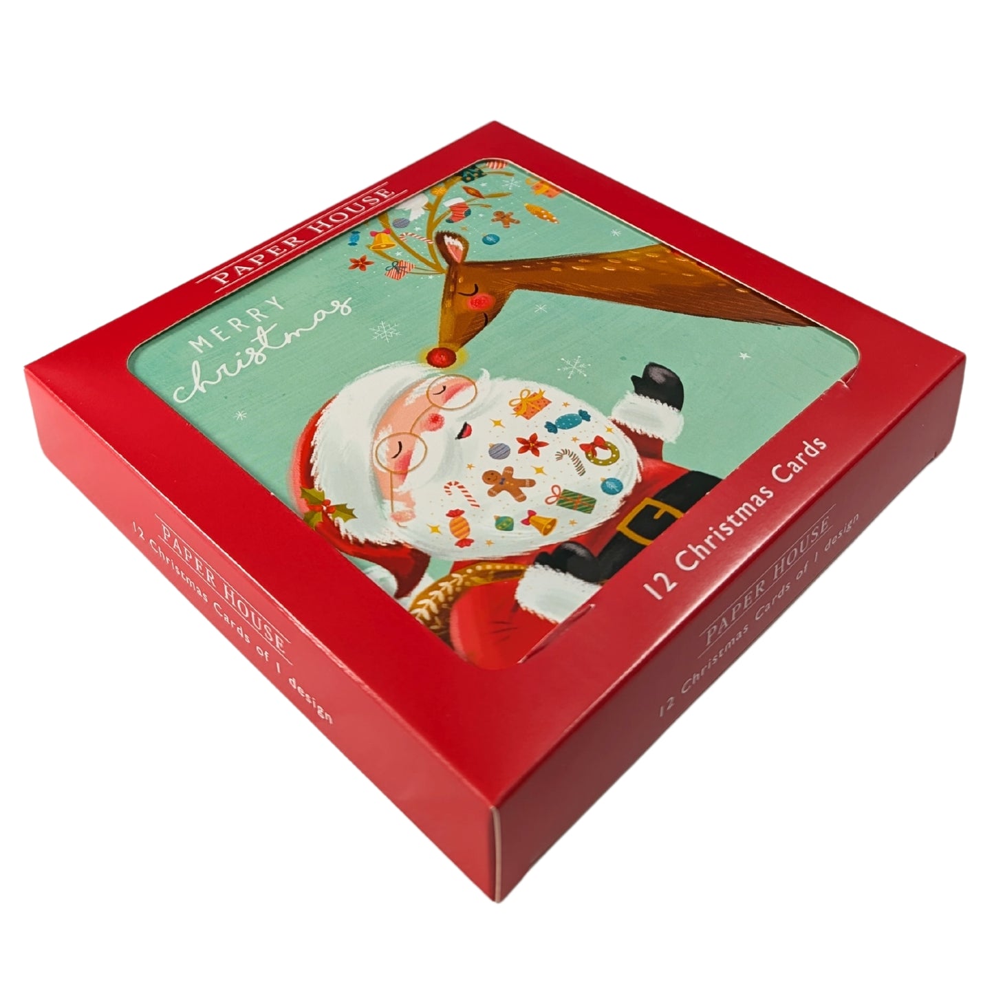 Box of 12 Santa's Sweet Beard Christmas Cards In Same Design