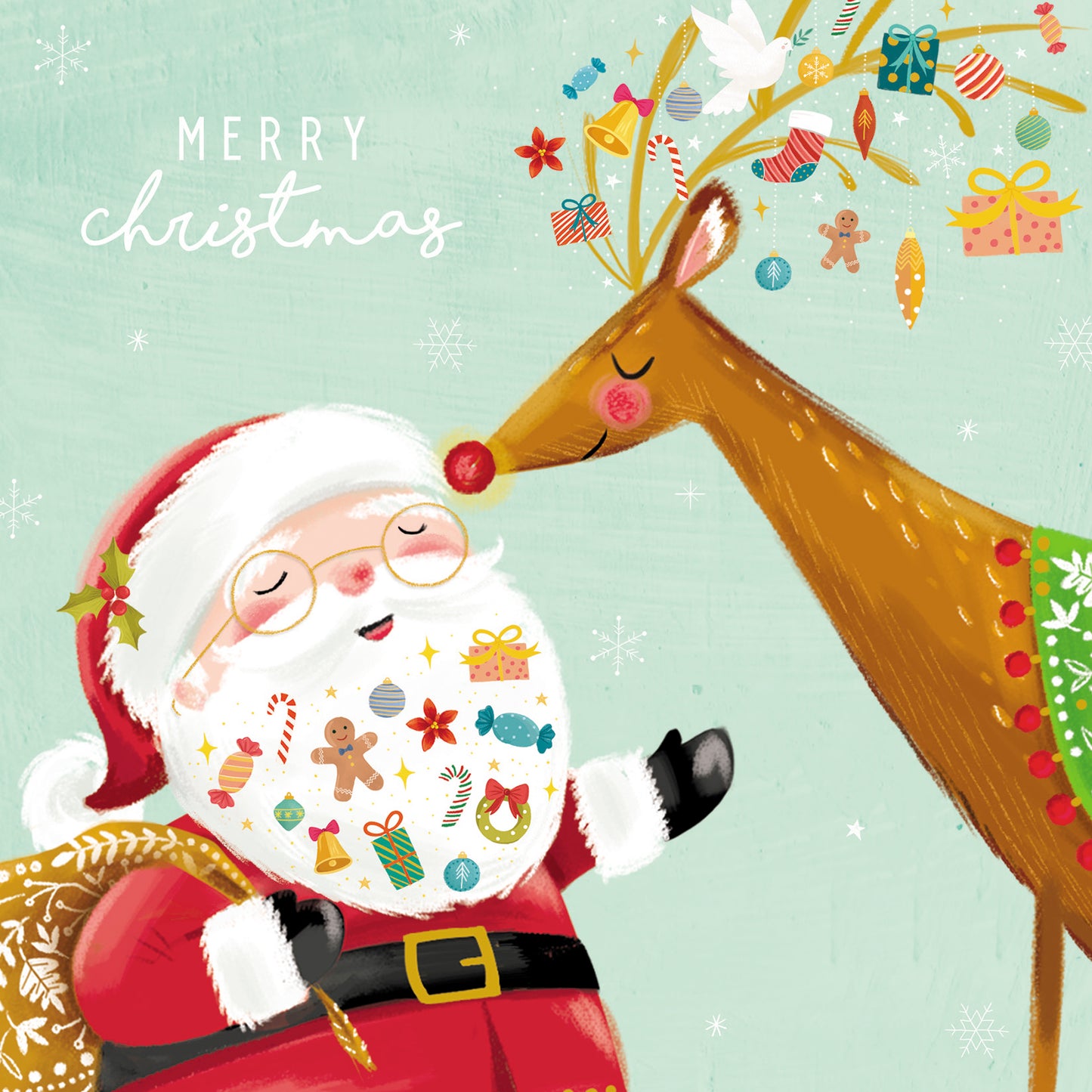 Box of 12 Santa's Sweet Beard Christmas Cards In Same Design