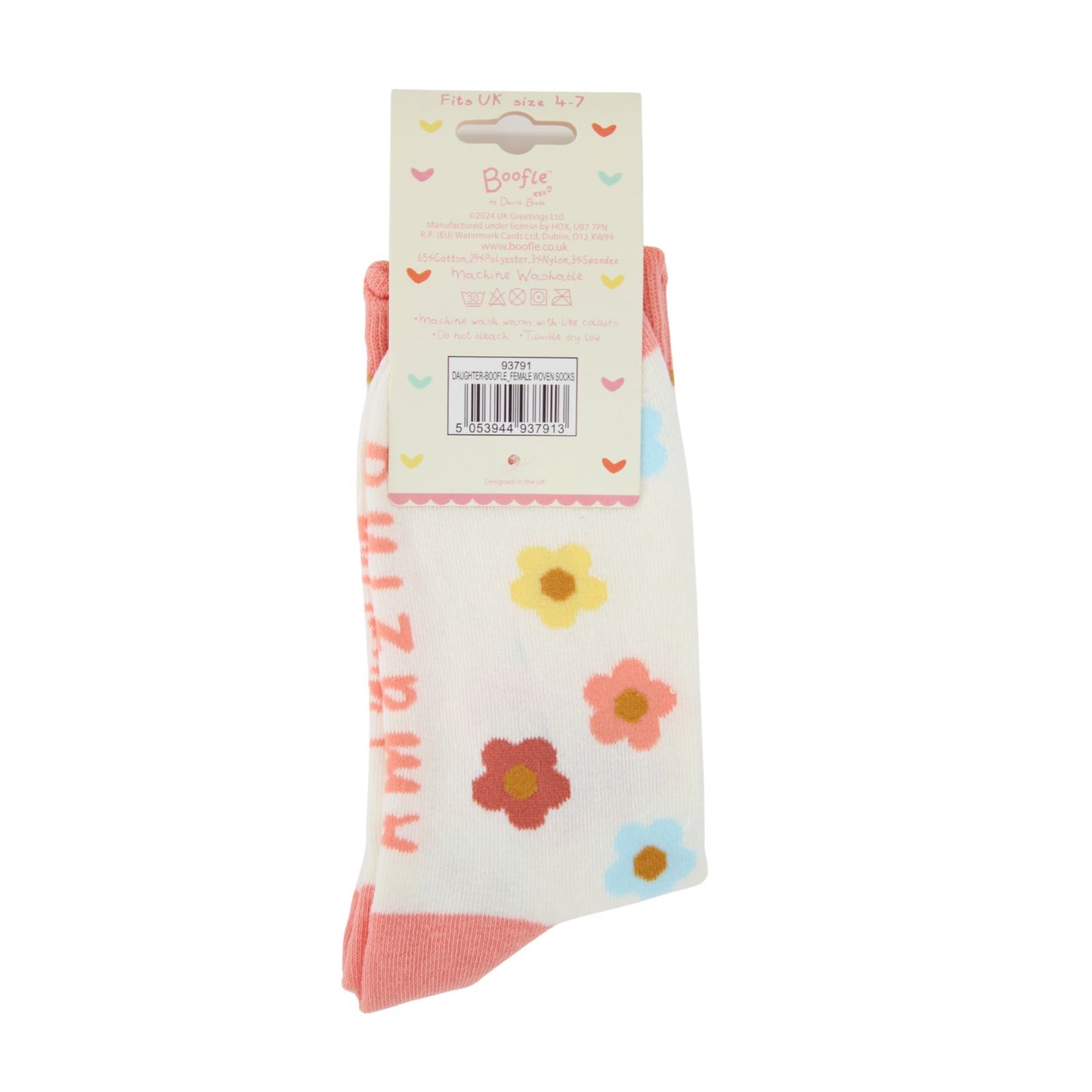 Boofle Amazing Daughter Socks UK Size 4-7 Cosy Woven Socks Gift Idea
