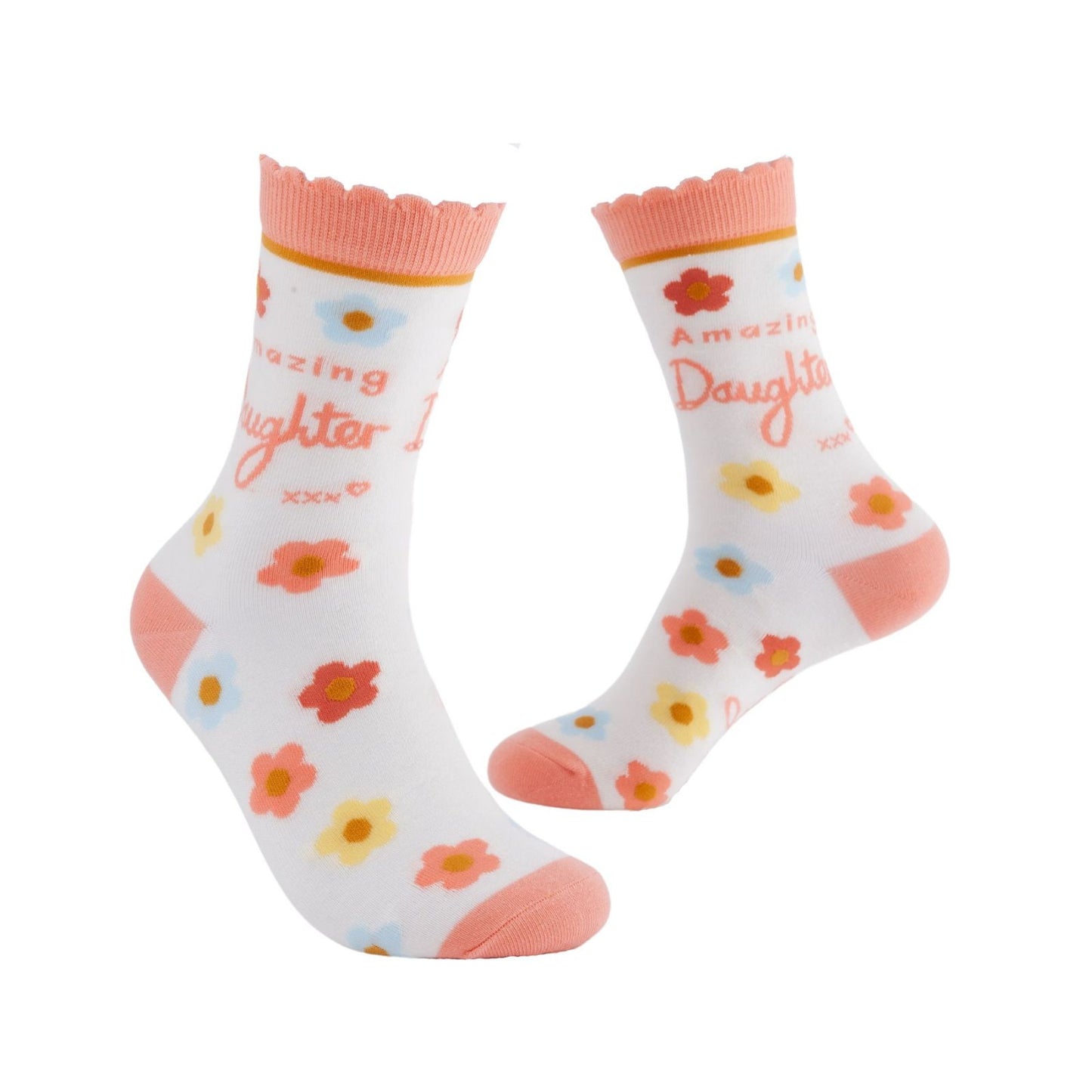 Boofle Amazing Daughter Socks UK Size 4-7 Cosy Woven Socks Gift Idea