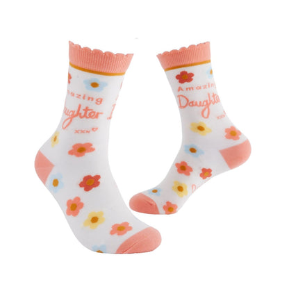 Boofle Amazing Daughter Socks UK Size 4-7 Cosy Woven Socks Gift Idea
