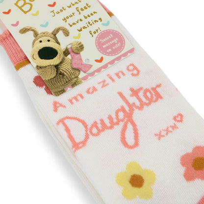 Boofle Amazing Daughter Socks UK Size 4-7 Cosy Woven Socks Gift Idea
