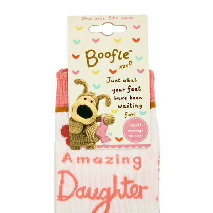 Boofle Amazing Daughter Socks UK Size 4-7 Cosy Woven Socks Gift Idea