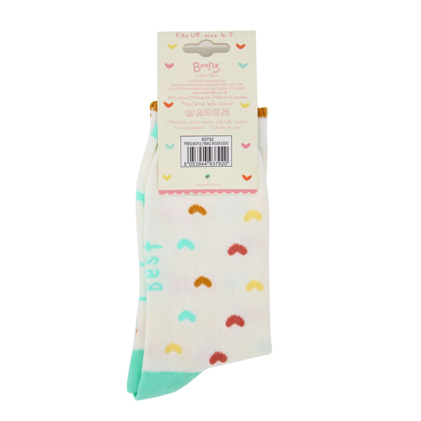 Boofle Best Friend Ever Socks UK Size 4-7 Cosy Woven Socks Gift Idea