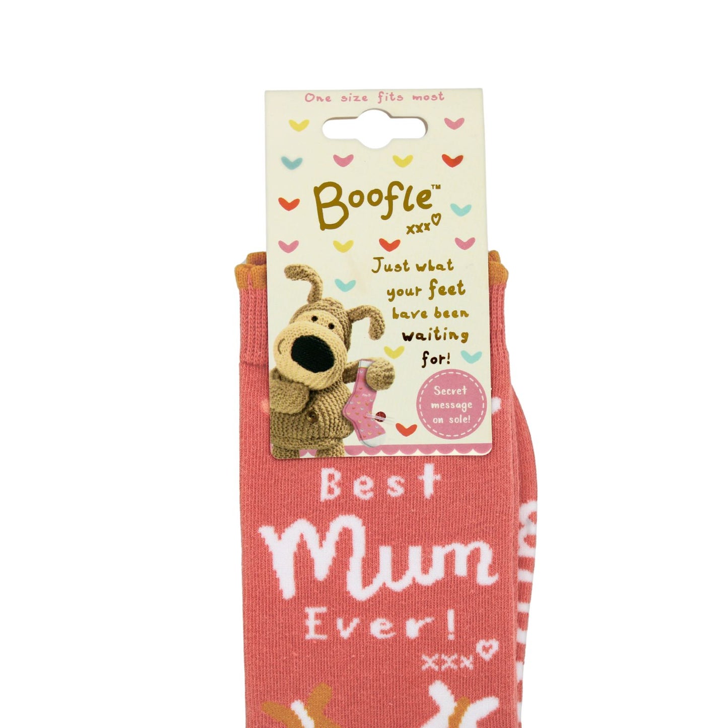 Boofle Best Mum Ever Socks Butterfly Design UK Size 4-7 Woven Socks Gift Idea