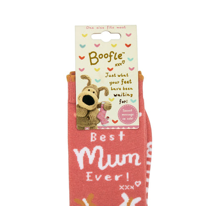 Boofle Best Mum Ever Socks Butterfly Design UK Size 4-7 Woven Socks Gift Idea