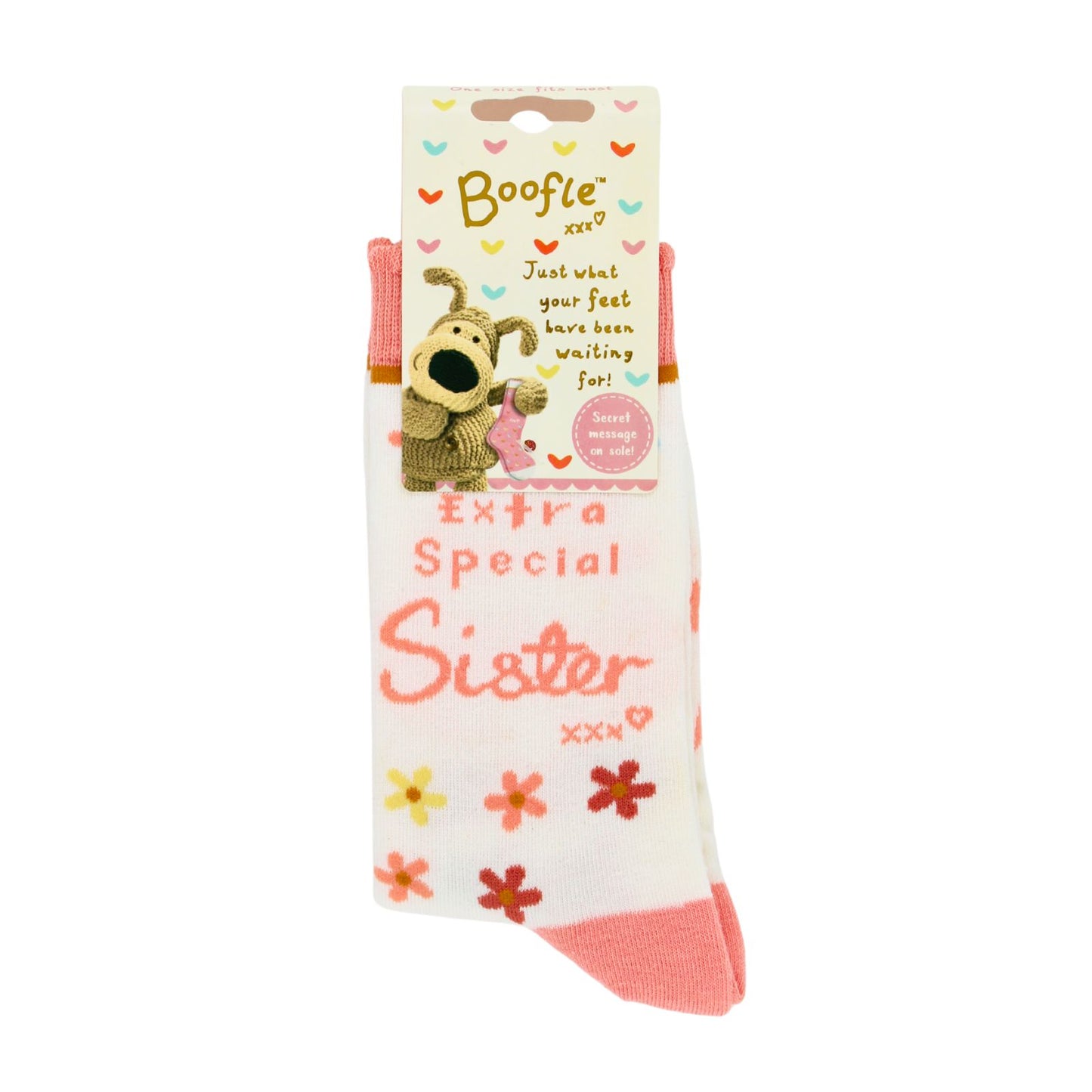 Boofle Extra Special Sister Socks Foral UK Size 4-7 Cosy Woven Socks Gift Idea