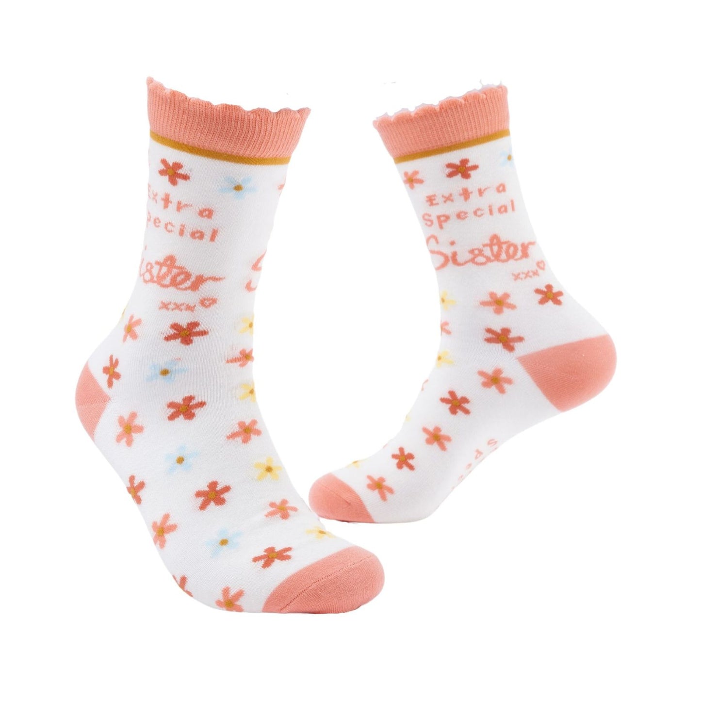 Boofle Extra Special Sister Socks Foral UK Size 4-7 Cosy Woven Socks Gift Idea