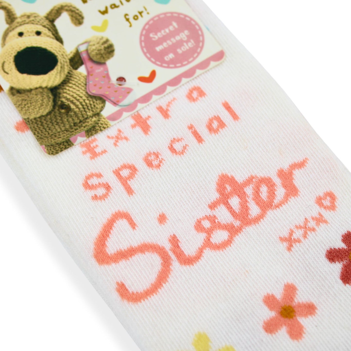 Boofle Extra Special Sister Socks Foral UK Size 4-7 Cosy Woven Socks Gift Idea